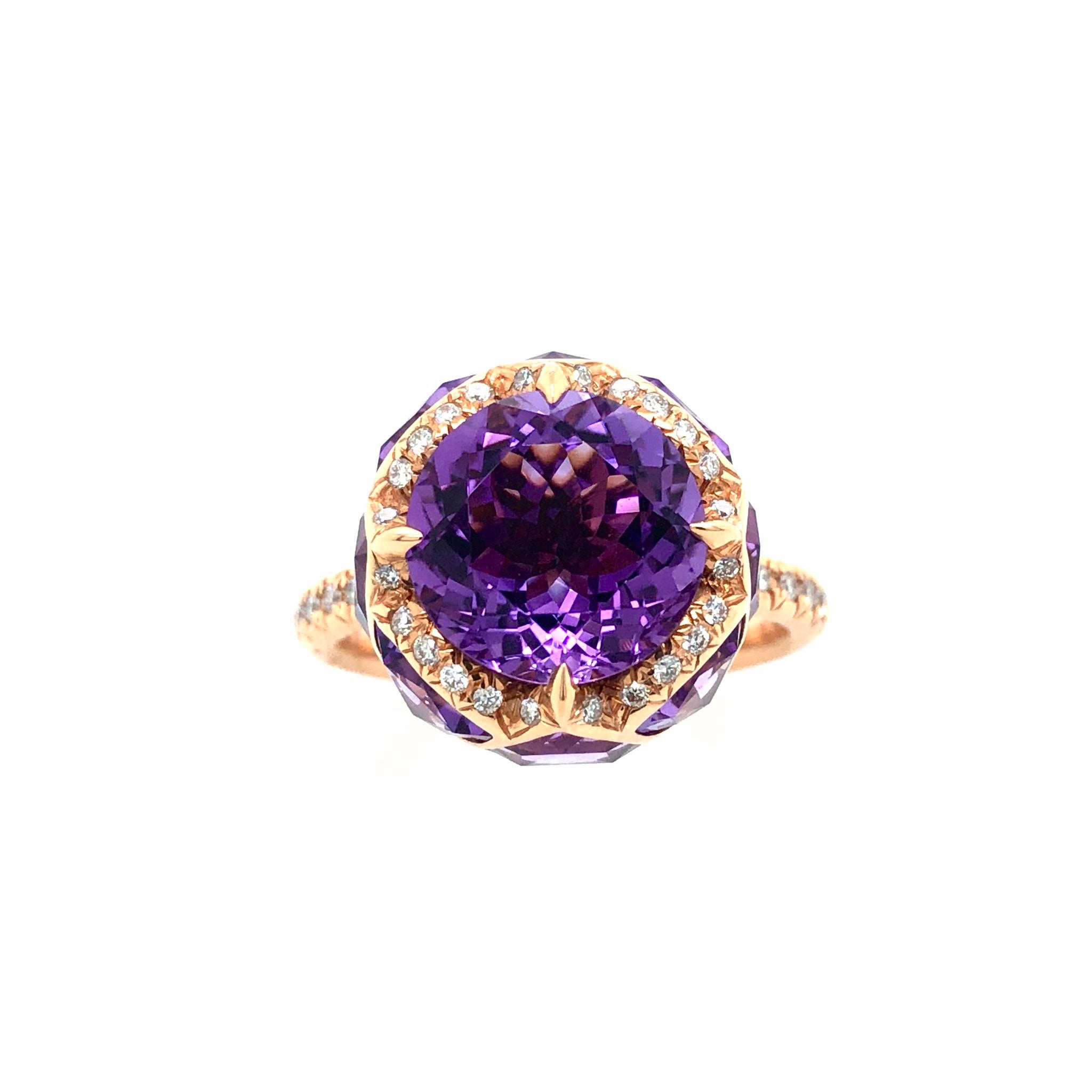 Amethyst Flower Ring - Micheli Jewellery