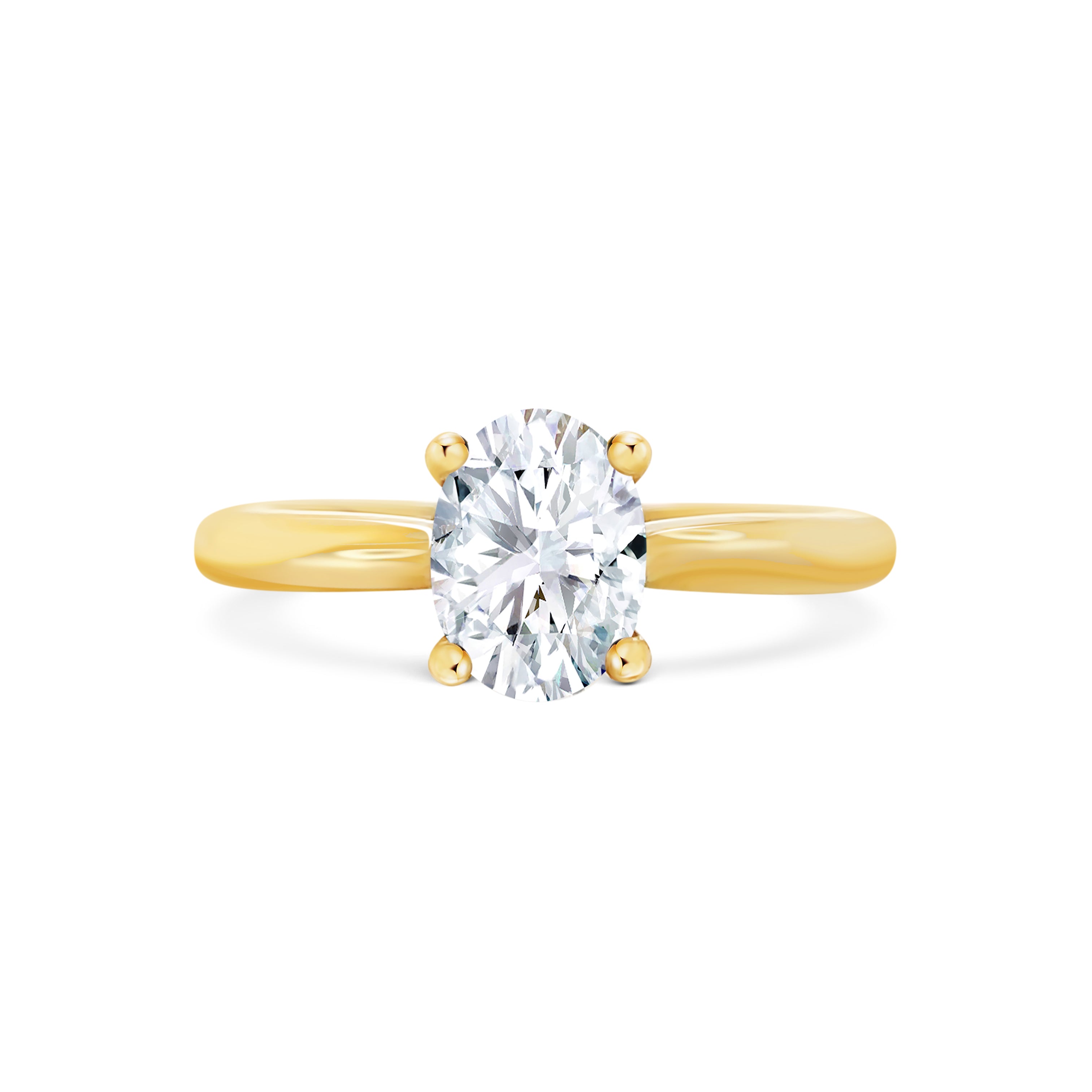 Micheli Jewellery, beautiful oval diamond engagement ring in yellow gold. Oval diamond solitaire engagement ring in yellow gold. Oval diamond engagement ring with yellow gold 4 claw setting.