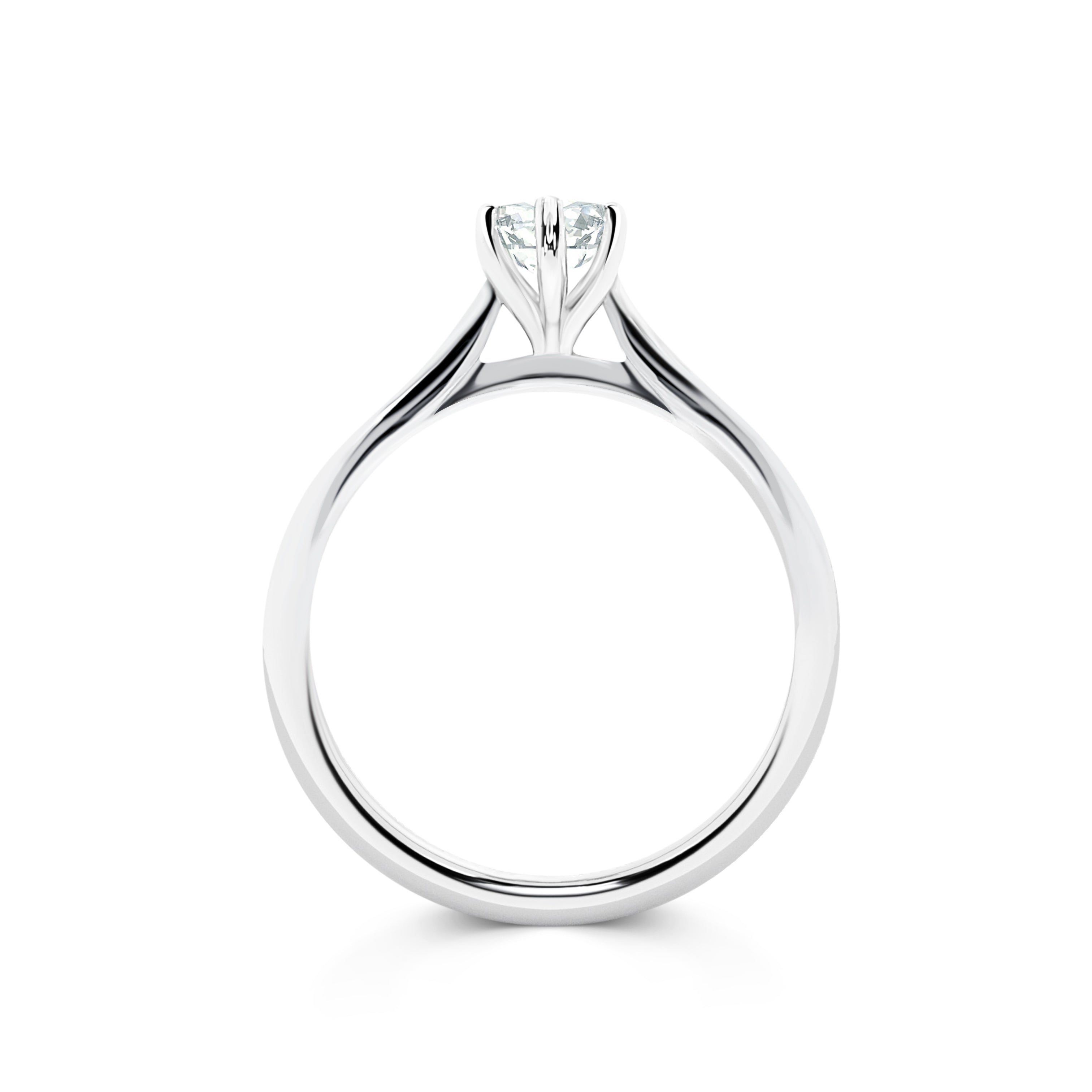 Elena - Micheli Jewellery. Side profile view of engagement ring.  of white gold engagement ring featuring a Marquise cut diamond centre stone.