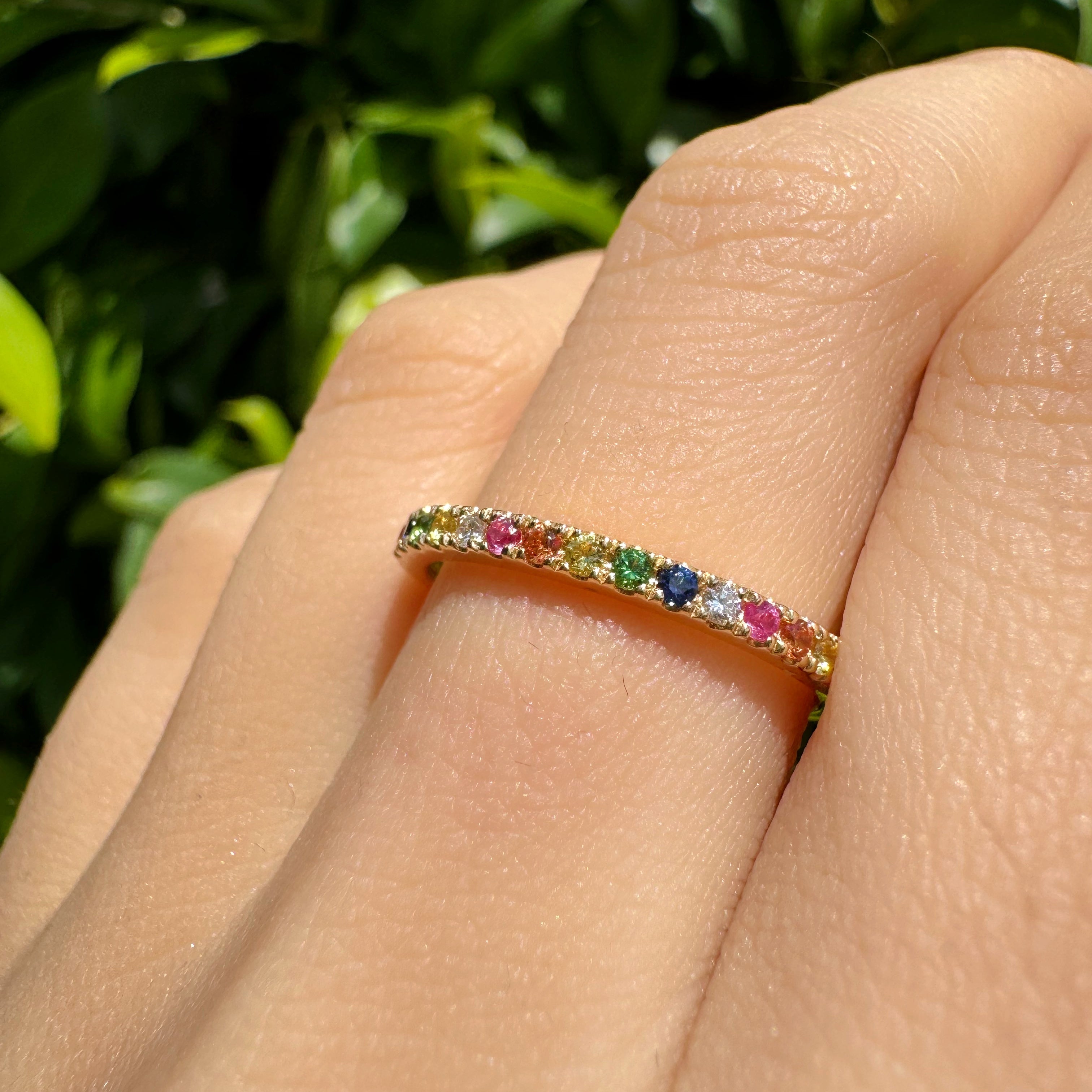Rainbow Multicoloured sapphires ring from Micheli Jewellery, Melbourne Australia