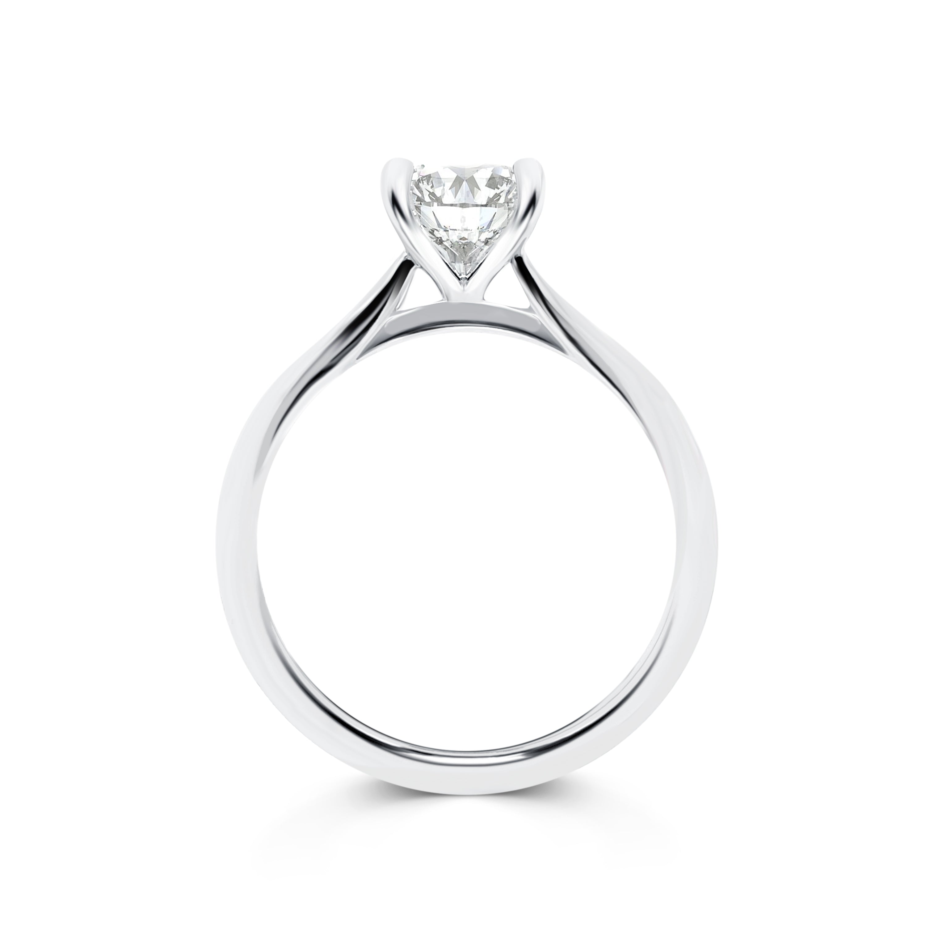 Clara - Micheli Jewellery, Pear shaped diamond solitaire engagement ring. White gold engagement ring with pear diamond. Solitaire engagement ring in white gold. Swept up shoulders engagement ring white gold. Melbourne, Australia. Custom designed.