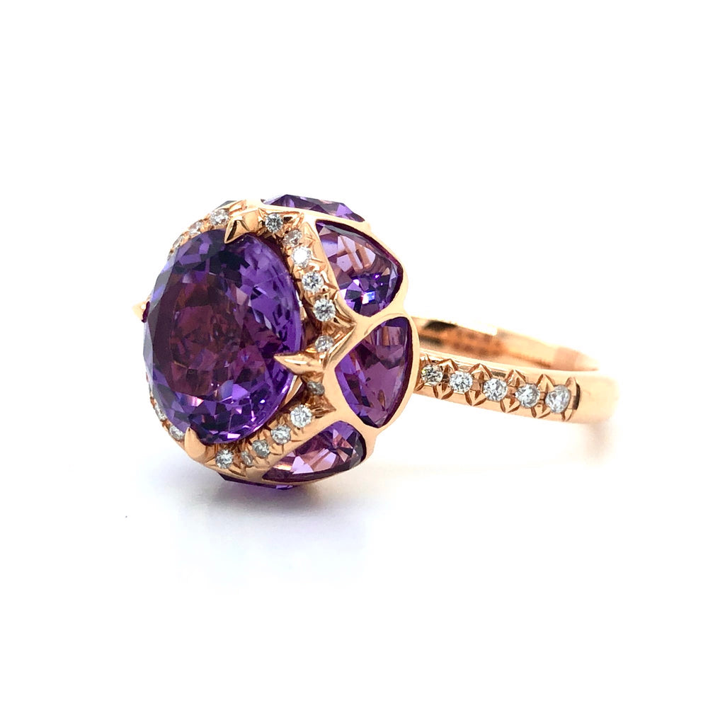 Amethyst Flower Ring - Micheli Jewellery