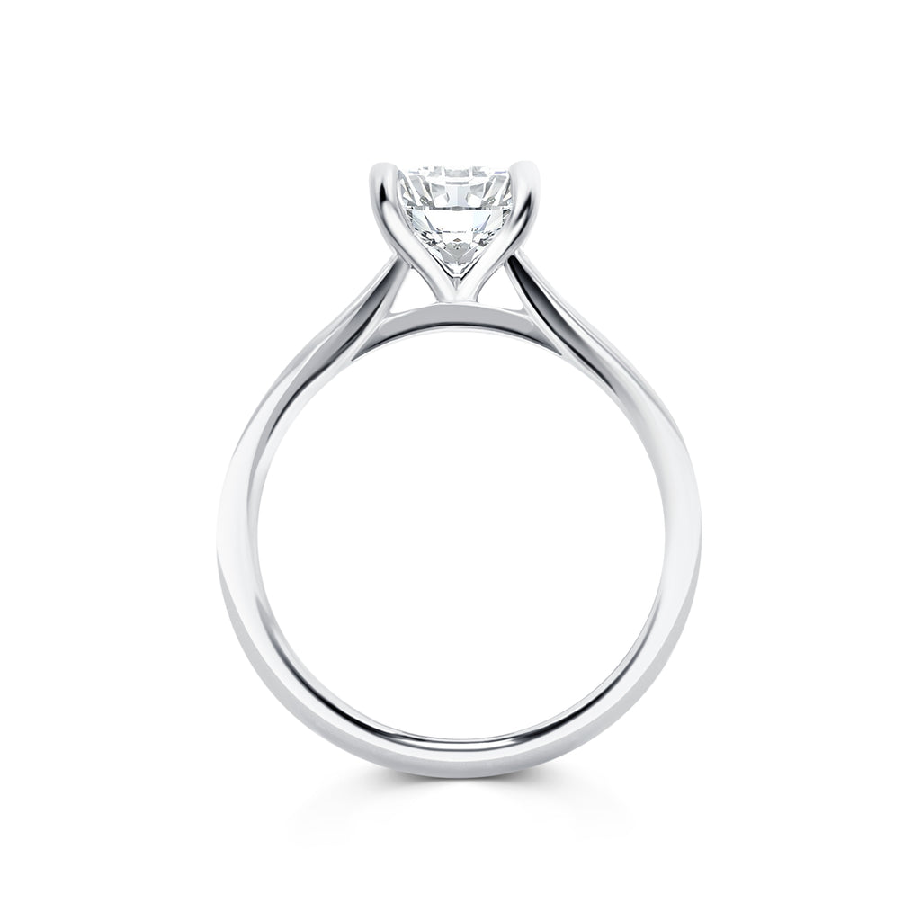 Giorgia - Micheli Jewellery. White gold solitaire engagement ring side profile. Princess cut diamond solitaire engagement ring side view. Melbourne, Victoria. 