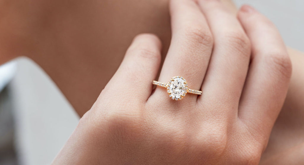 Oval Cut Diamond engagement ring from Micheli Jewellery worn on hand