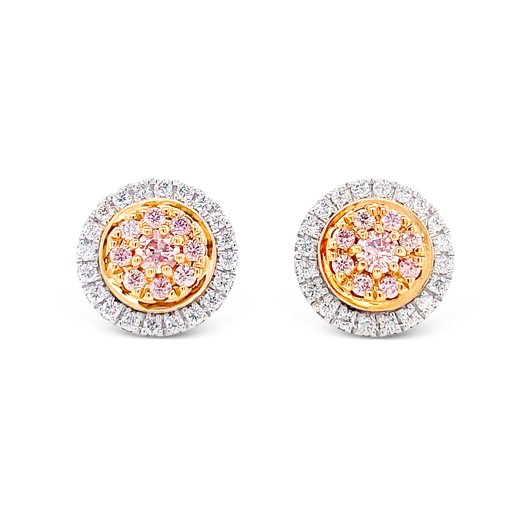 pink and white argyle diamonds earrings micheli jewellery