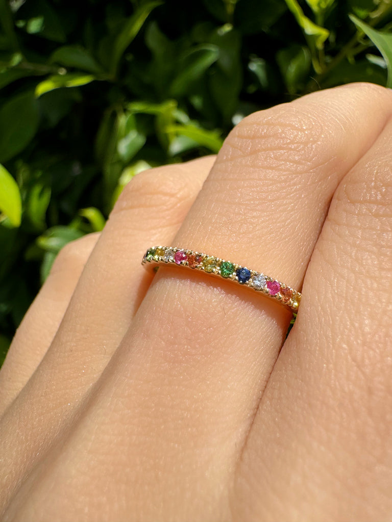 Rainbow Multicoloured sapphires ring from Micheli Jewellery, Melbourne Australia