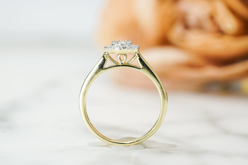 Two Tone Diamond Halo Ring - Micheli Jewellery
