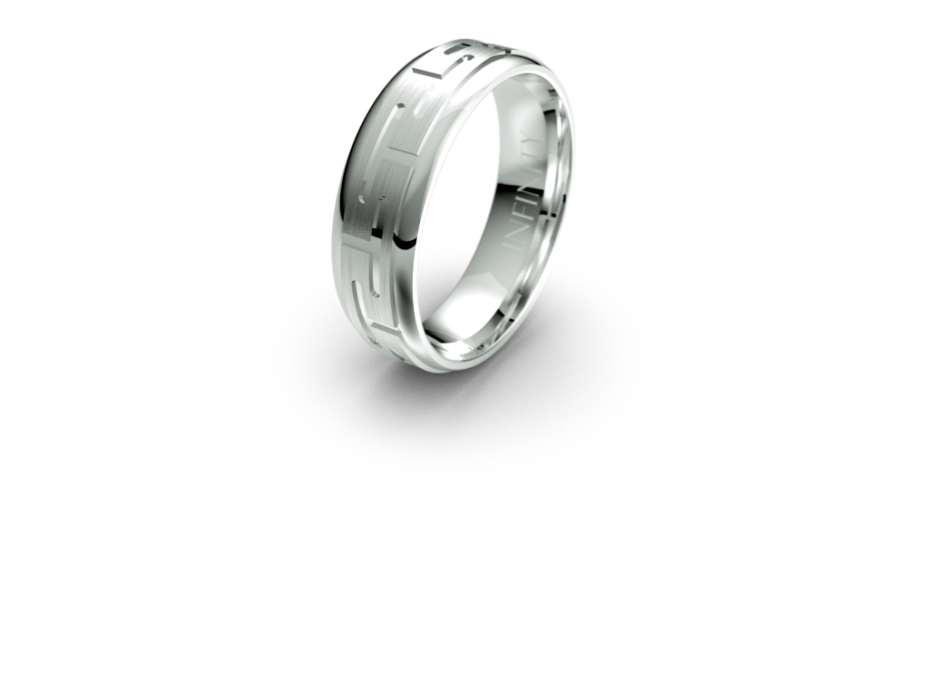 Greek Key Gold Wedding Band - Micheli Jewellery