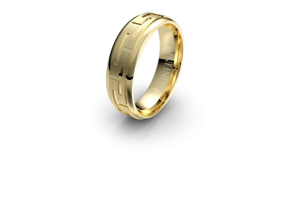 Greek Key Gold Wedding Band - Micheli Jewellery