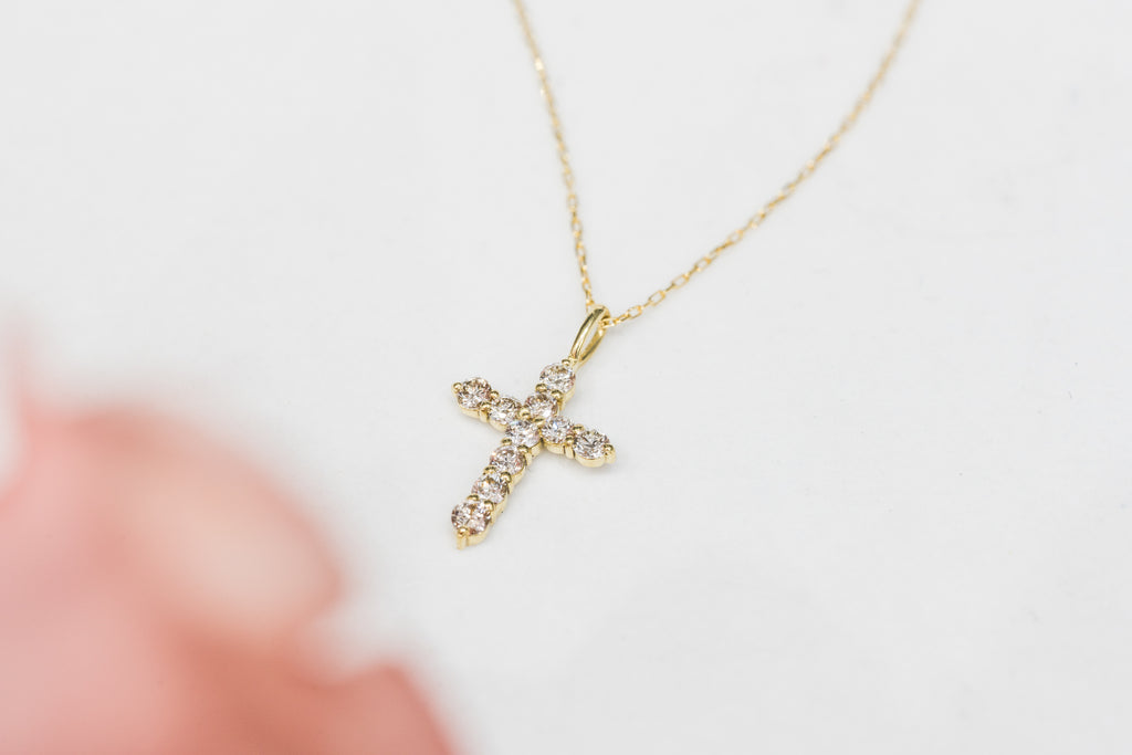 Yellow Gold Diamond Cross - Micheli Jewellery