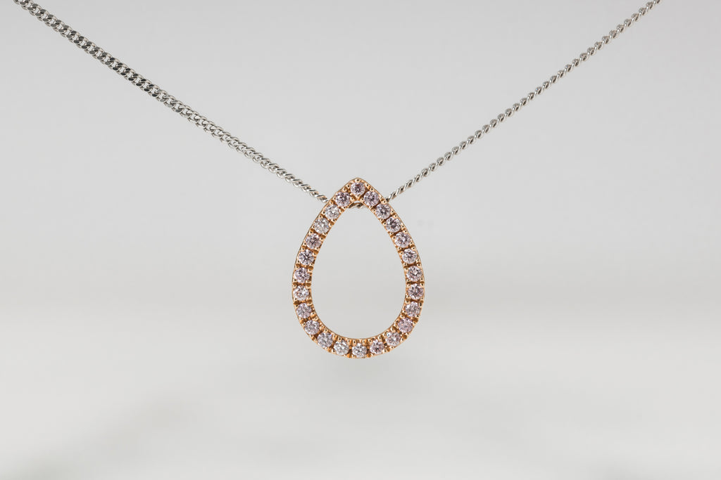 Two Tone Pear Shape Necklace with Diamonds - Micheli Jewellery