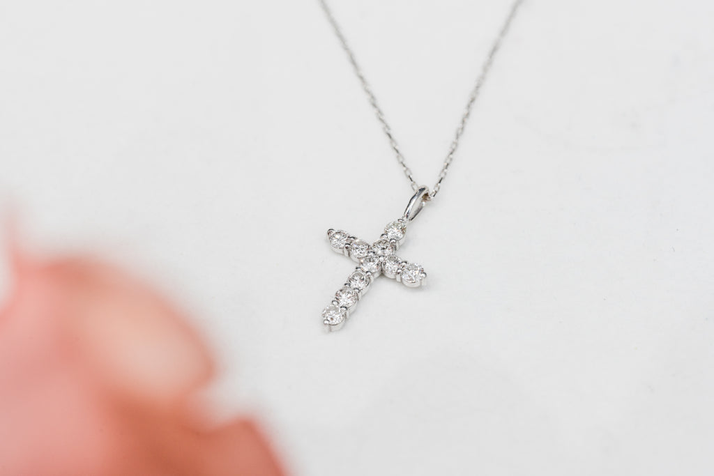 White Gold Diamond Cross - Micheli Jewellery