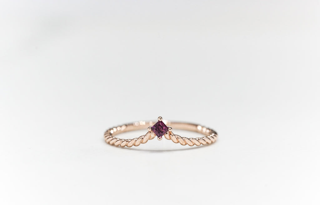 Garnet Twist Ring - Micheli Jewellery