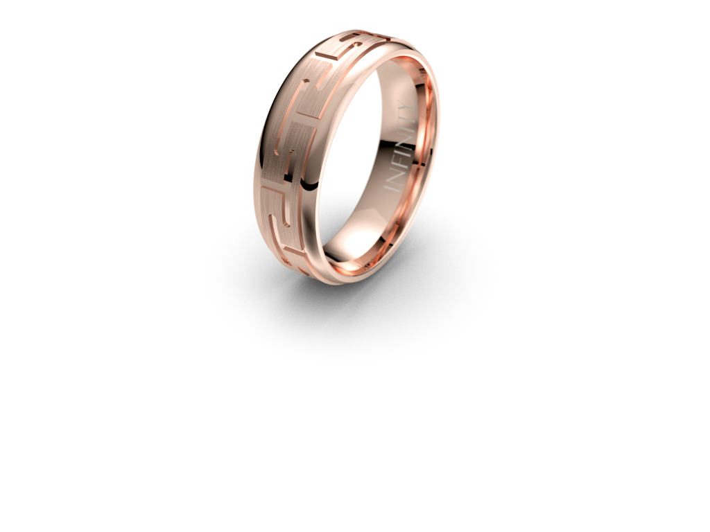 Greek Key Gold Wedding Band - Micheli Jewellery