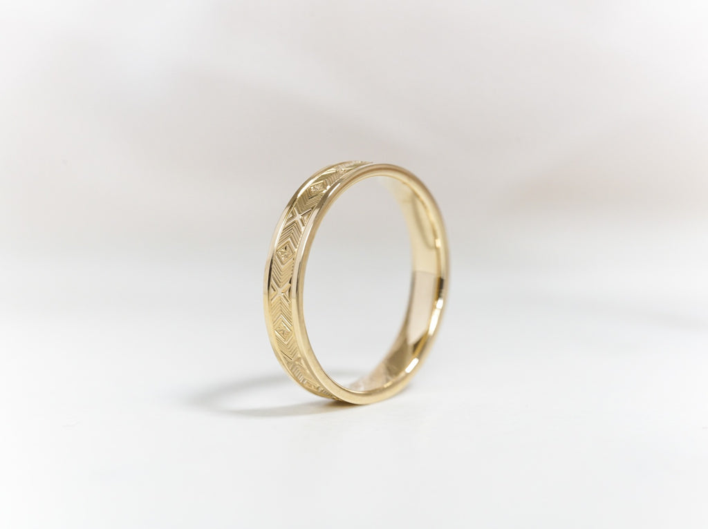 Yellow Gold Pattern Ring - Micheli Jewellery