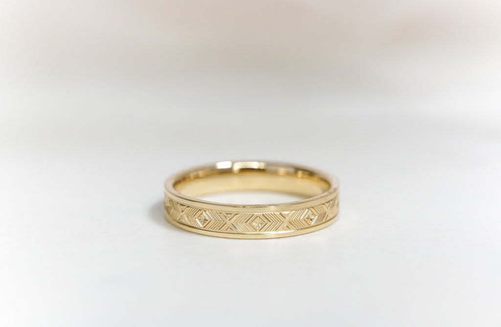 Yellow Gold Pattern Ring - Micheli Jewellery