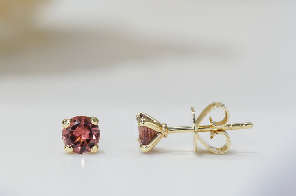 Red Tourmaline Studs Earrings - Micheli Jewellery