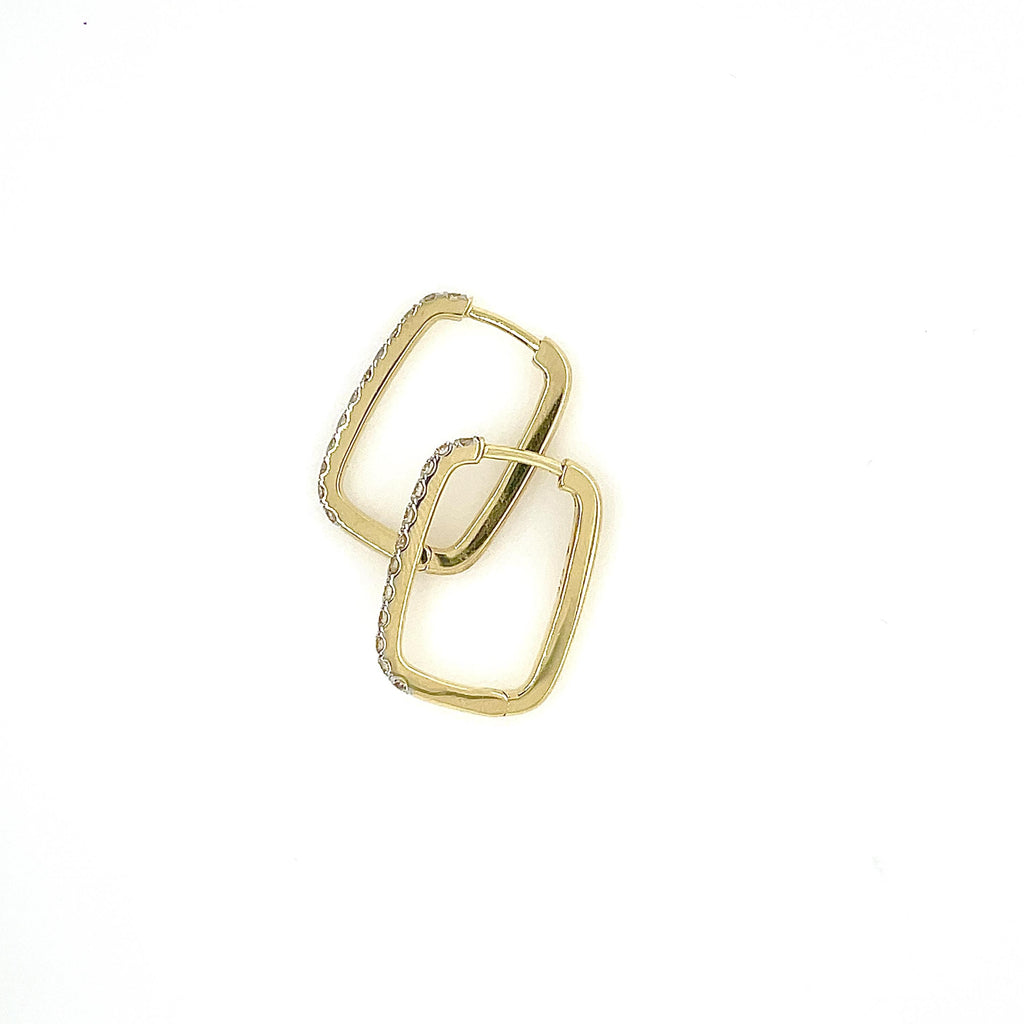 Paperclip Diamond Huggie Earrings - Micheli Jewellery
