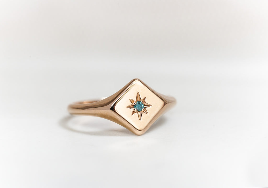 Blue Diamond Signet Ring - Micheli Jewellery