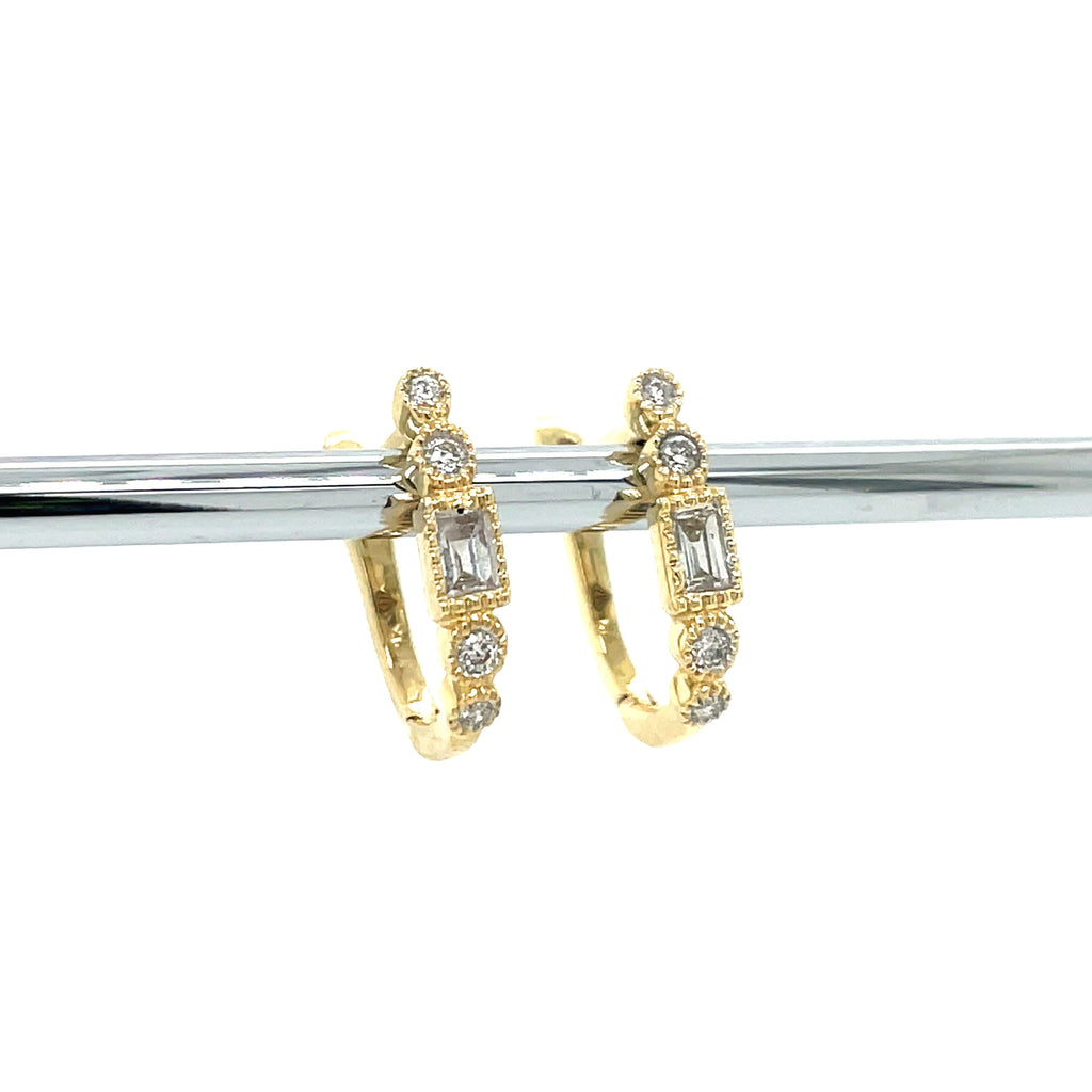 Diamond Bezel Set Huggie Earrings - Micheli Jewellery