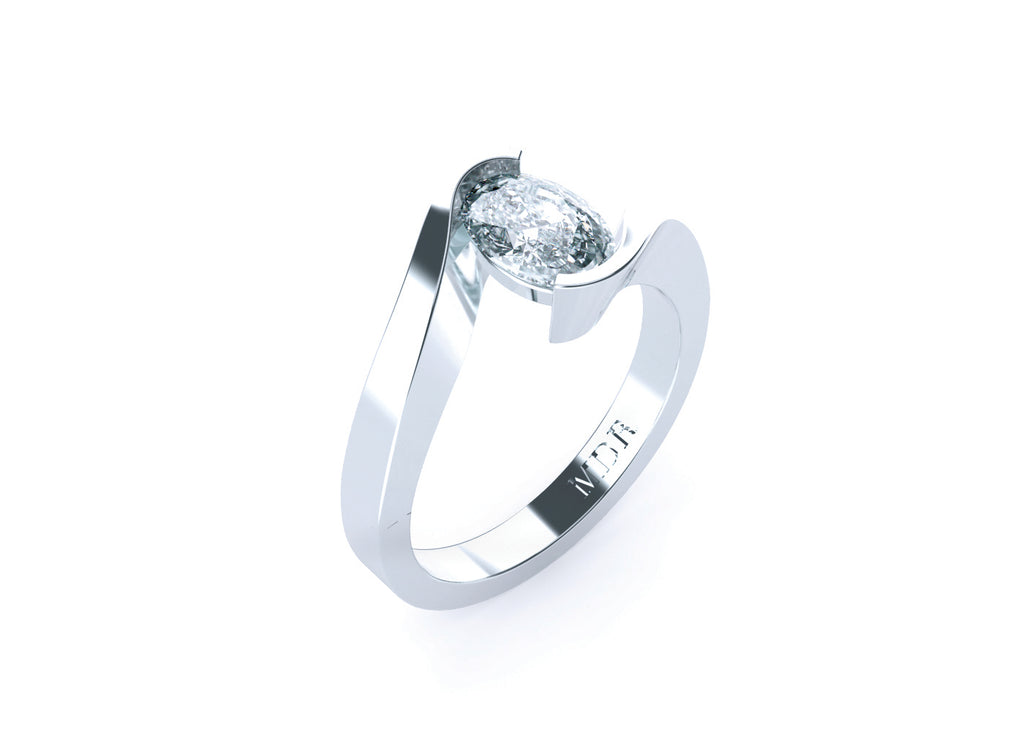 Stunningly Designed Twist Oval Diamond Ring in Platinum - Micheli Jewellery